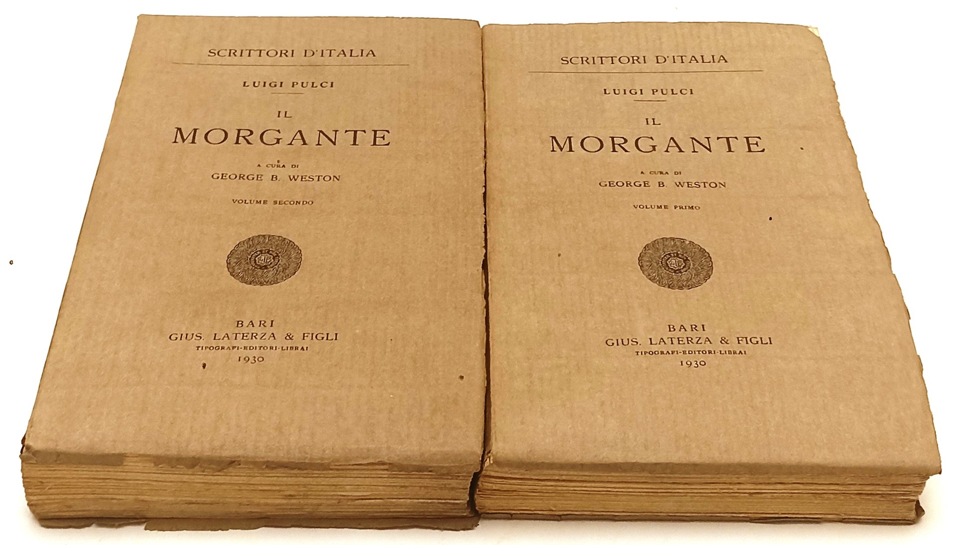 LN- IL MORGANTE 2 VOLUMI - LUIGI PULCI - LATERZA - SCRITTORI -- 1930 - B- XFS125