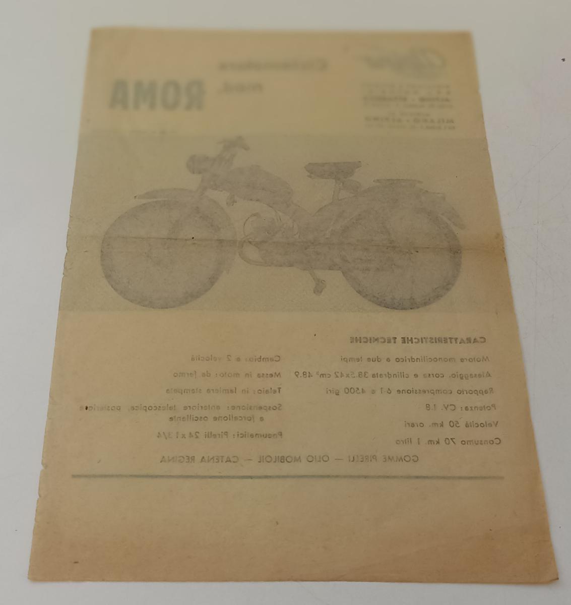CV- FOGLIETTO PUBBLICITARIO ALPINO CICLOMOTORE MOD. ROMA - RVSa211