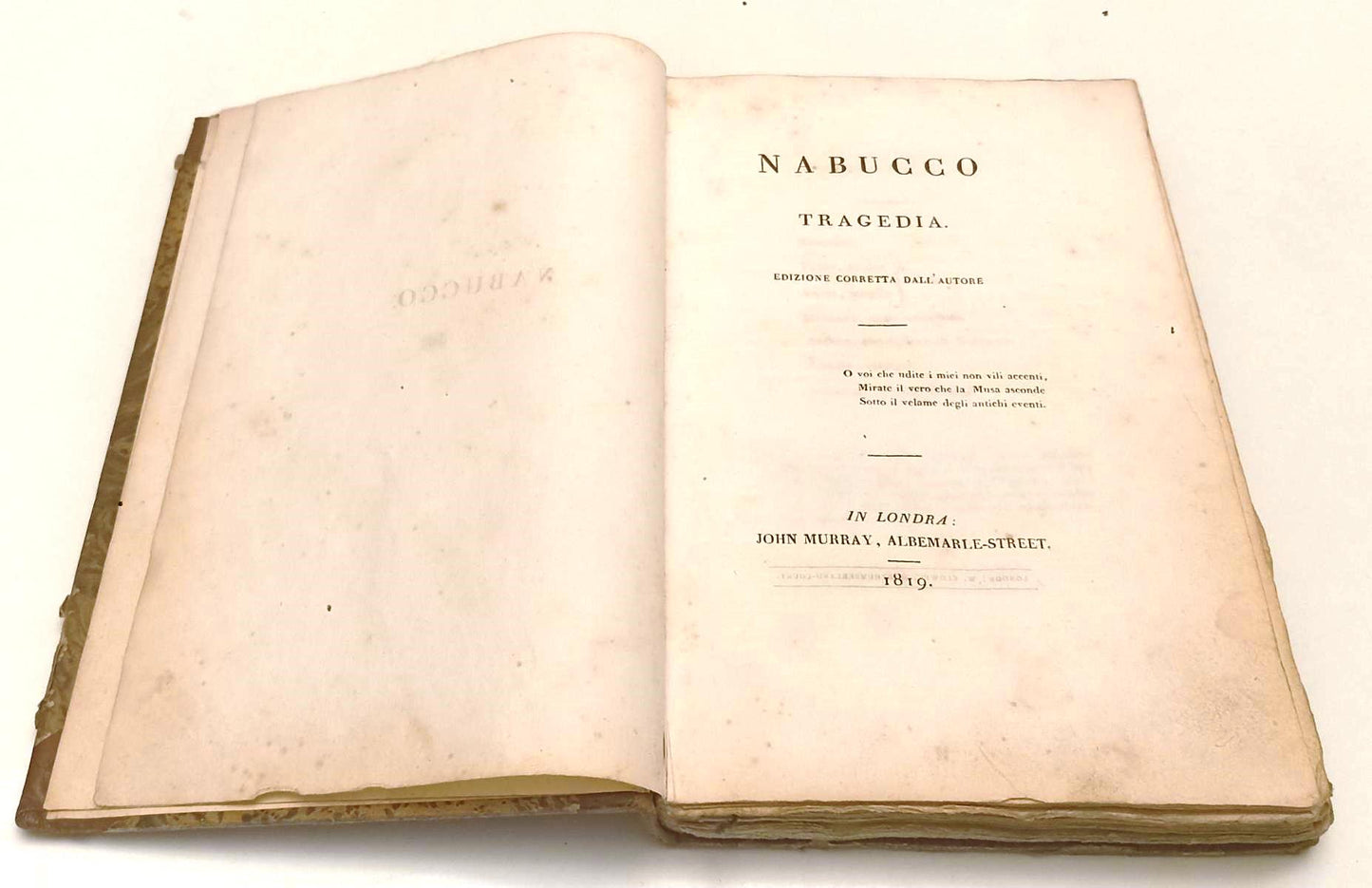 LH- NABUCCO TRAGEDIA - NICCOLINI - JOHN MURRAY --- 1819 - C - XFS152