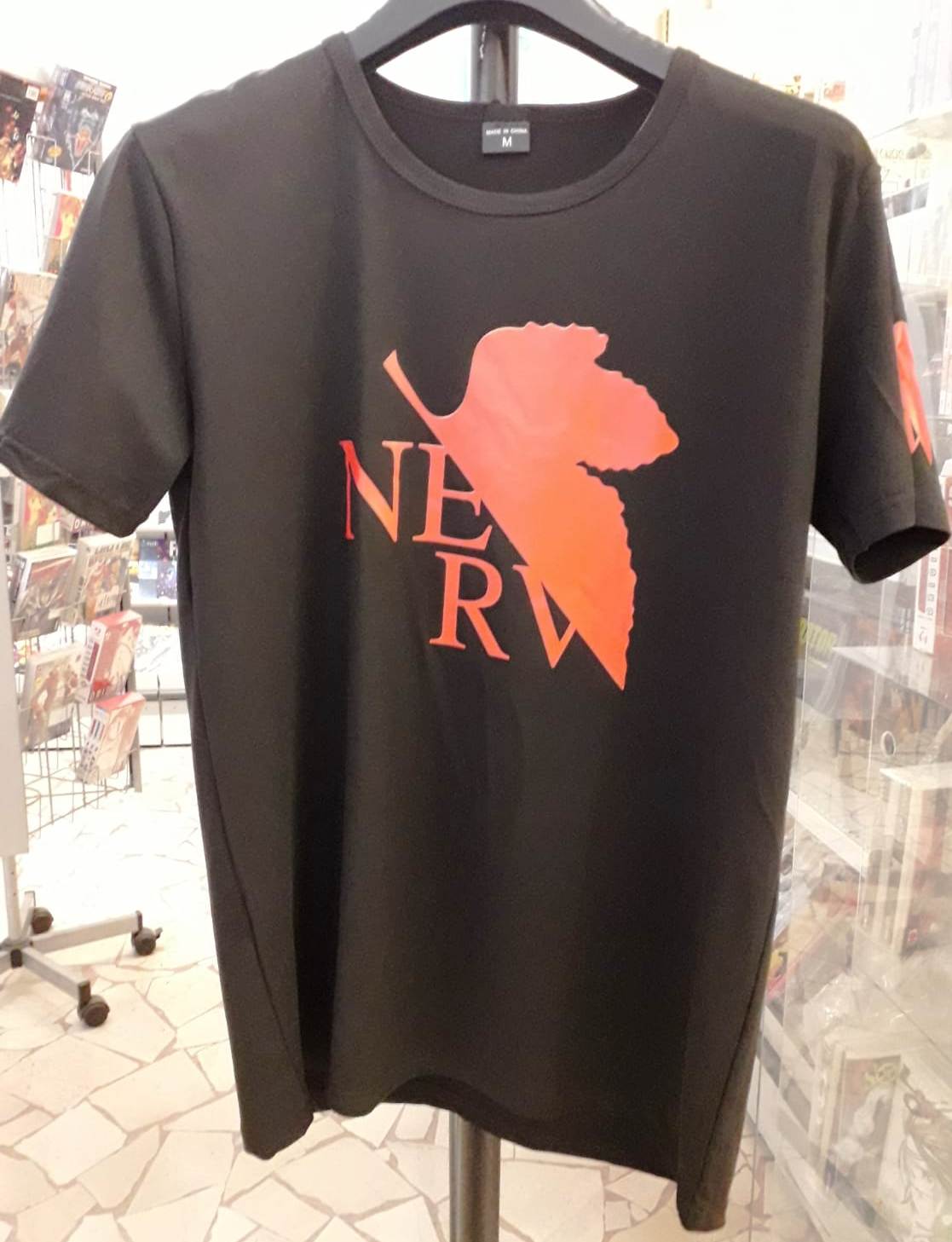 GF- MAGLIETTA T-SHIRT NERA BLACK NEON GENESIS EVNGELION NERV TAGLIA M