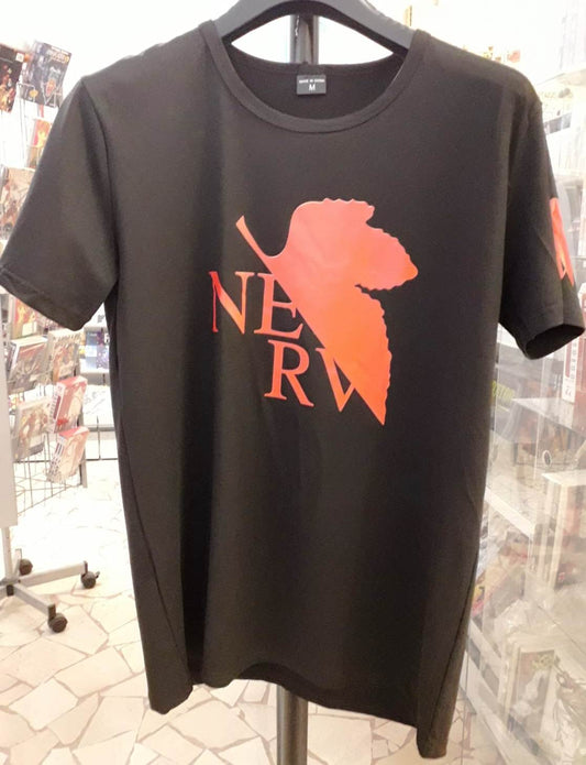 GF- MAGLIETTA T-SHIRT NERA BLACK NEON GENESIS EVNGELION NERV TAGLIA M