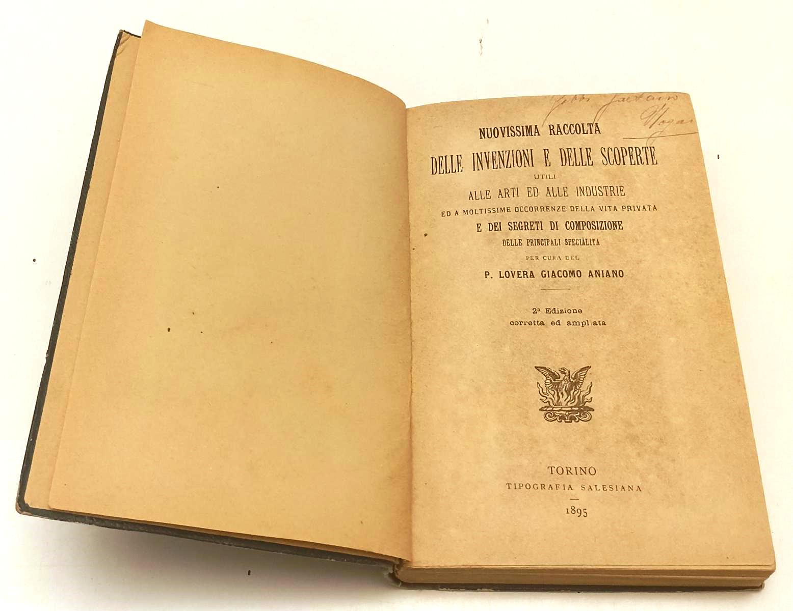 LH- NUOVISSIMA RACCOLTA INVENZIONI E SCOPERTE- ANIANO- SALESIANA- 1895- C-XFS152