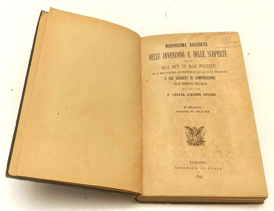 LH- NUOVISSIMA RACCOLTA INVENZIONI E SCOPERTE- ANIANO- SALESIANA- 1895- C-XFS152