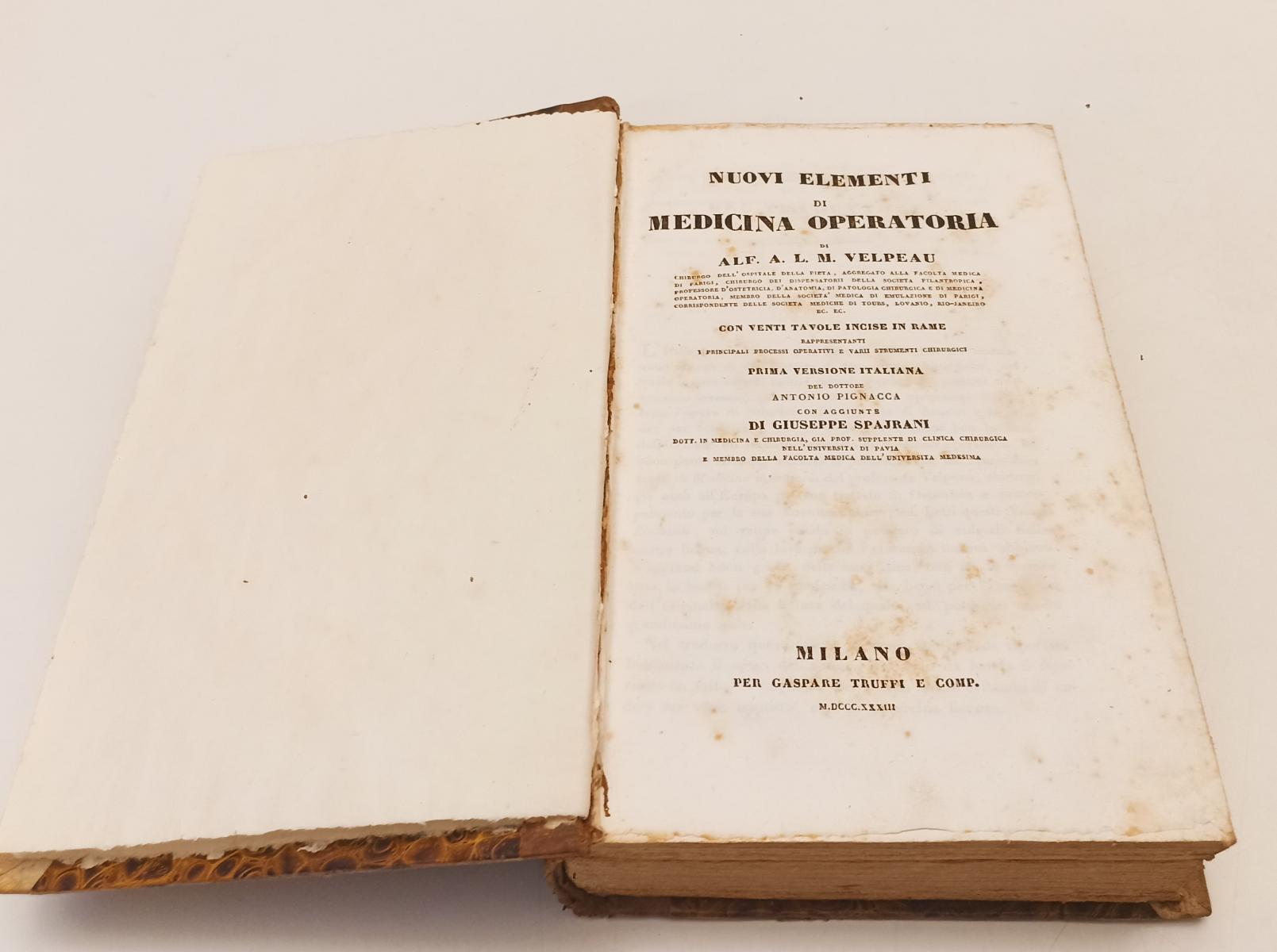 LH- NUOVI ELEMENTI DI MEDICINA OPERATORIA - VELPEAU - TRUFFI --- 1833- C- XFS204