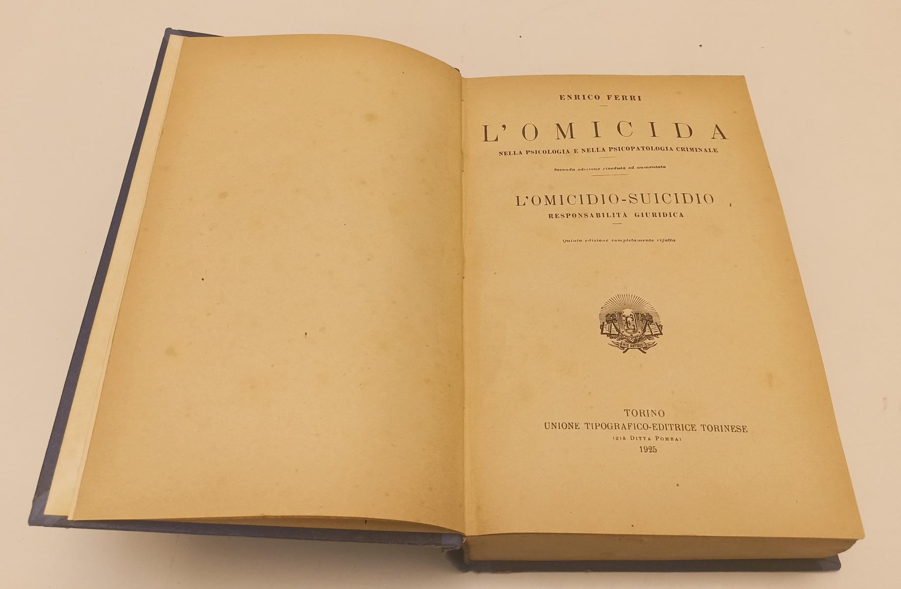 LZ- L'OMICIDA L'OMICIDIO-SUICIDIO - ENRICO FERRI- UTET-- 5a ED.- 1925- C- YFS238