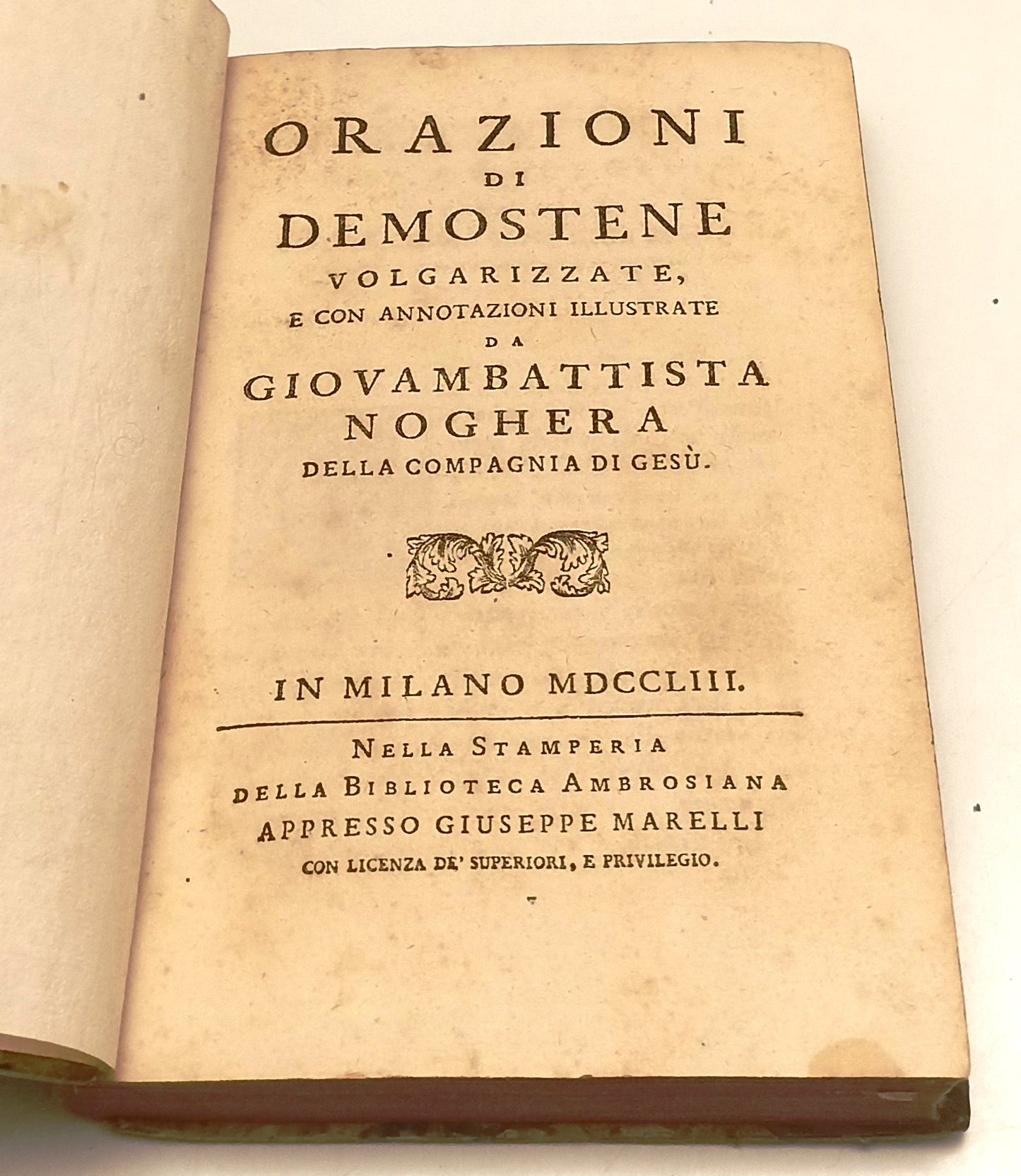 LH- ORAZIONI DI DEMOSTENE VOLGARIZZATE - GIOVAMBATTISTA NOGHERA- 1753- C- XFS131