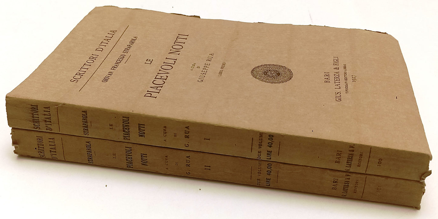 LN- LE PIACEVOLI NOTTI 2 VOLUMI- STRAPAROLA- LATERZA- SCRITTORI- 1927- B- XFS209