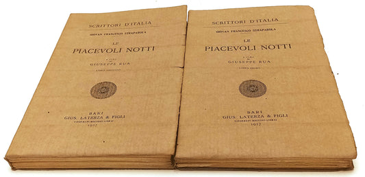 LN- LE PIACEVOLI NOTTI 2 VOLUMI- STRAPAROLA- LATERZA- SCRITTORI- 1927- B- XFS209