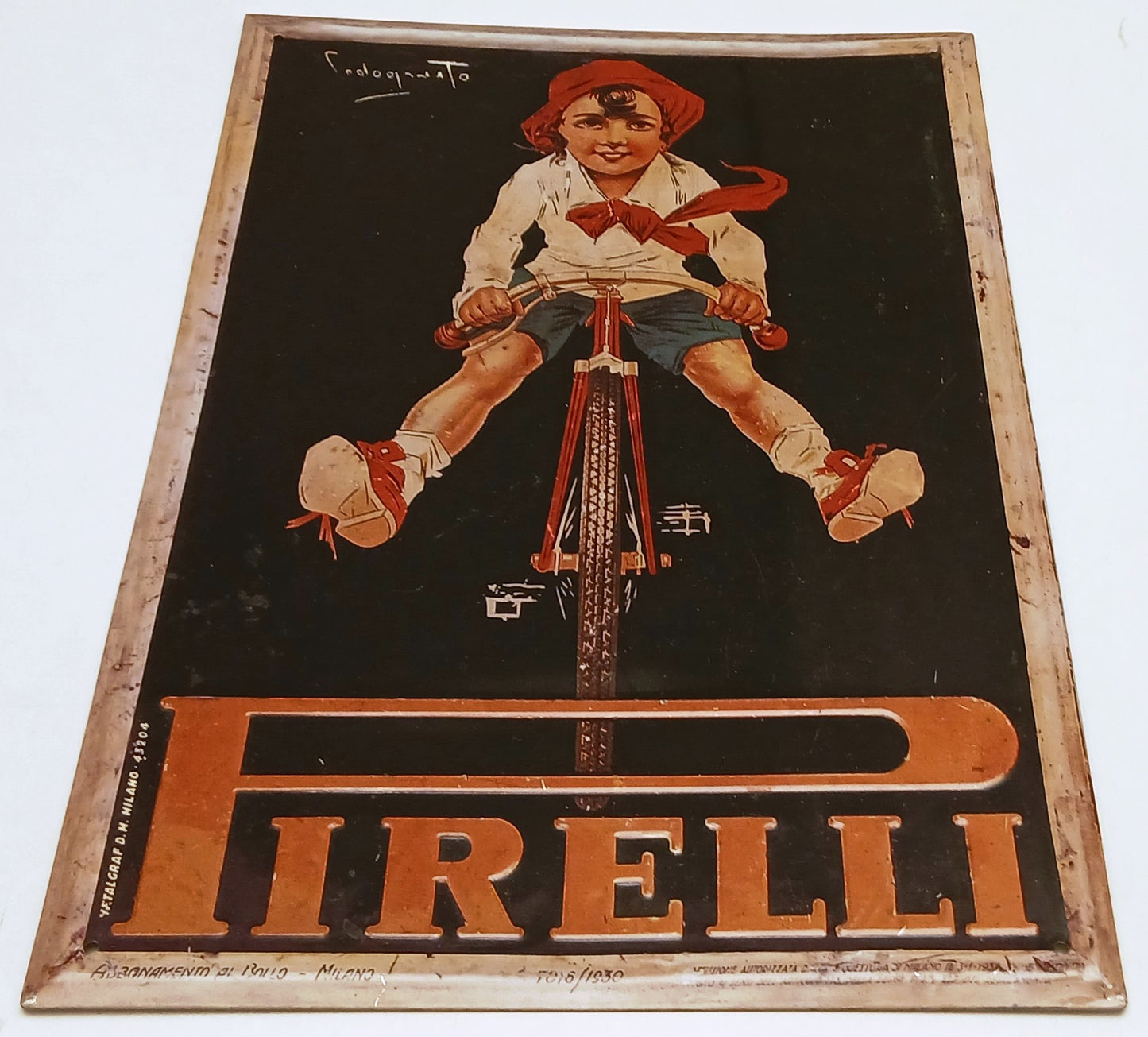 CV- TARGA METALLICA PIRELLI RIPRODUZIONE ANNI '80 VINTAGE - RVSa801