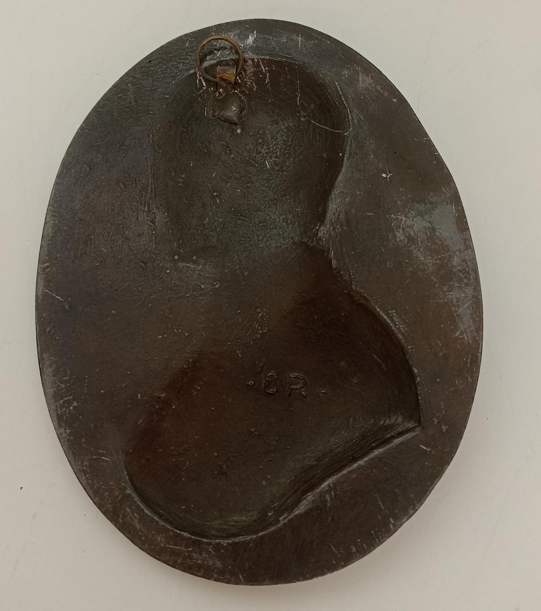 CB- ANTICA PLACCA MEDAGLIA OVALE BRONZO DANTE ALIGHIERI - GTTS41