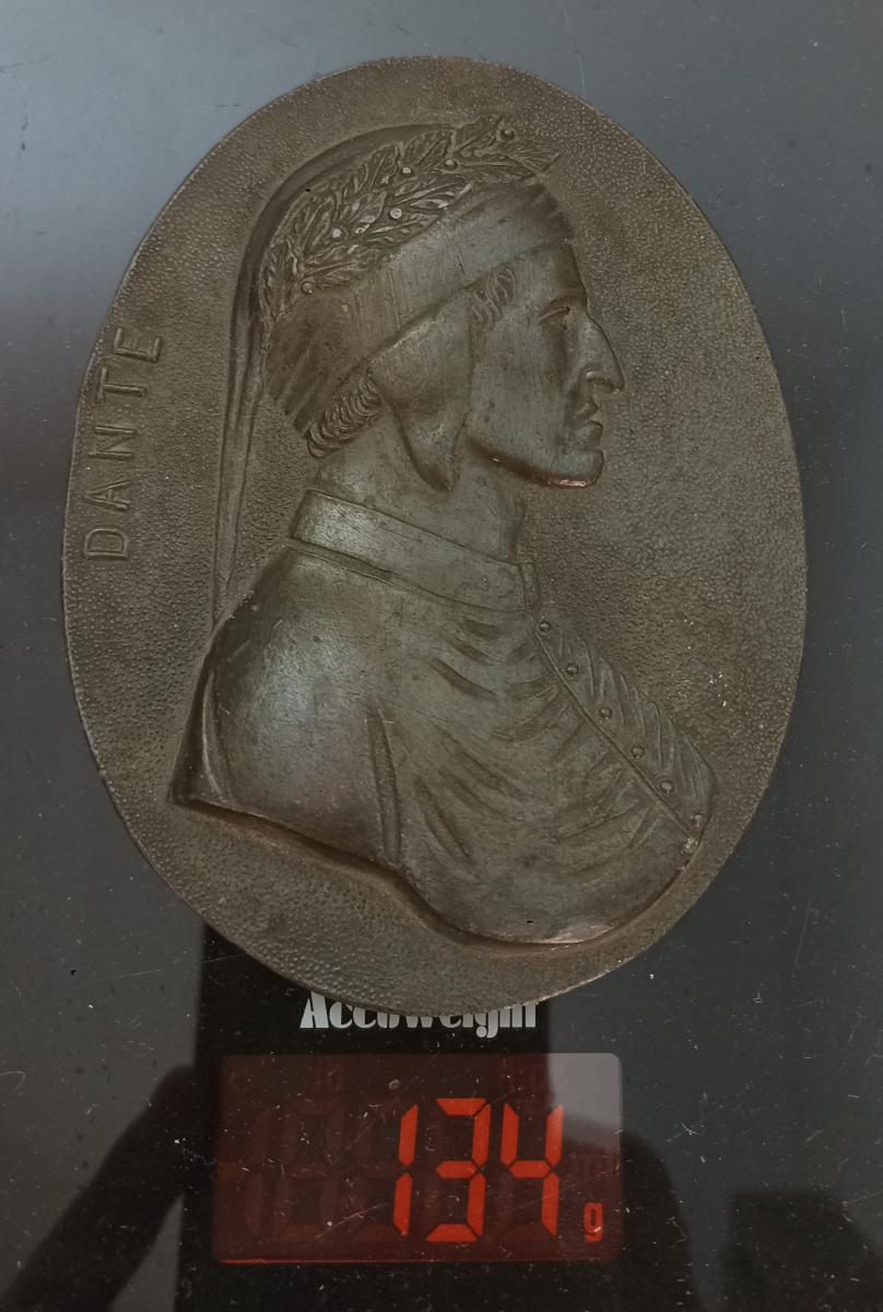 CB- ANTICA PLACCA MEDAGLIA OVALE BRONZO DANTE ALIGHIERI - GTTS41