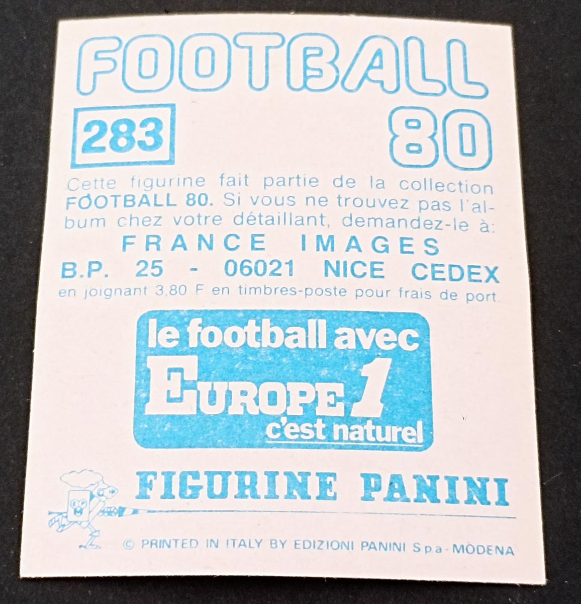 SOCCER CARD - PANINI - FOOTBALL 80 FRANCE - MICHEL PLATINI RARE #283 - M