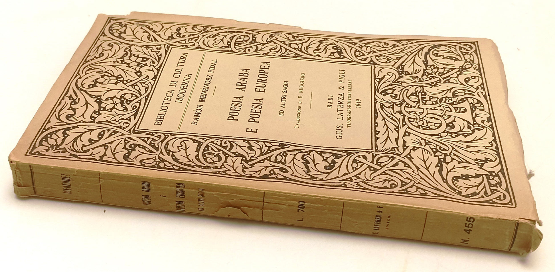 POESIA ARABA E POESIA EUROPEA- RAMON MENENDEZ PIDAL- LATERZA- 1949- B-XFS131