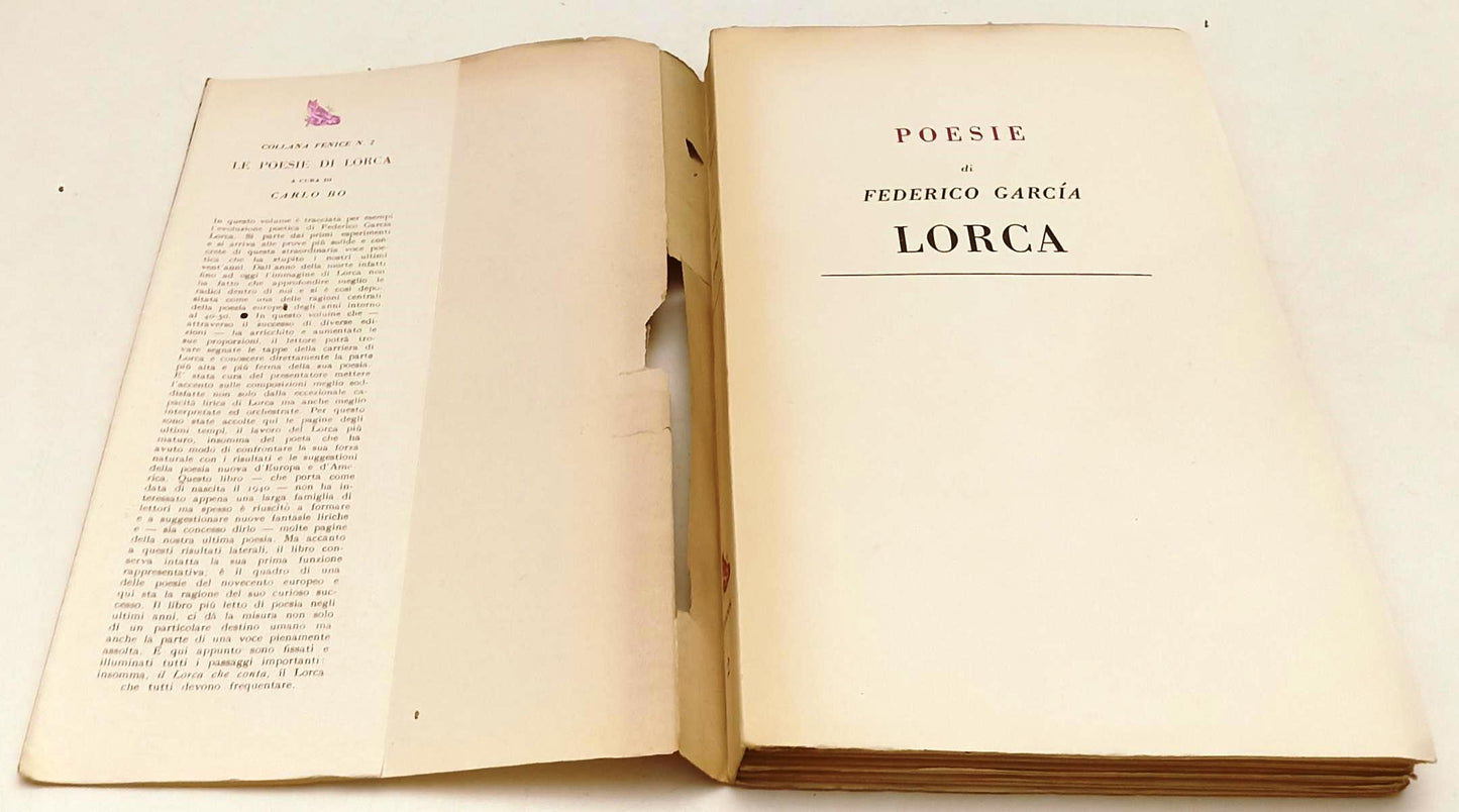 LN- LE POESIE DI LORCA TESTO A FRONTE - CARLO BO - GUANDA --- 1956 - BS - YFS598