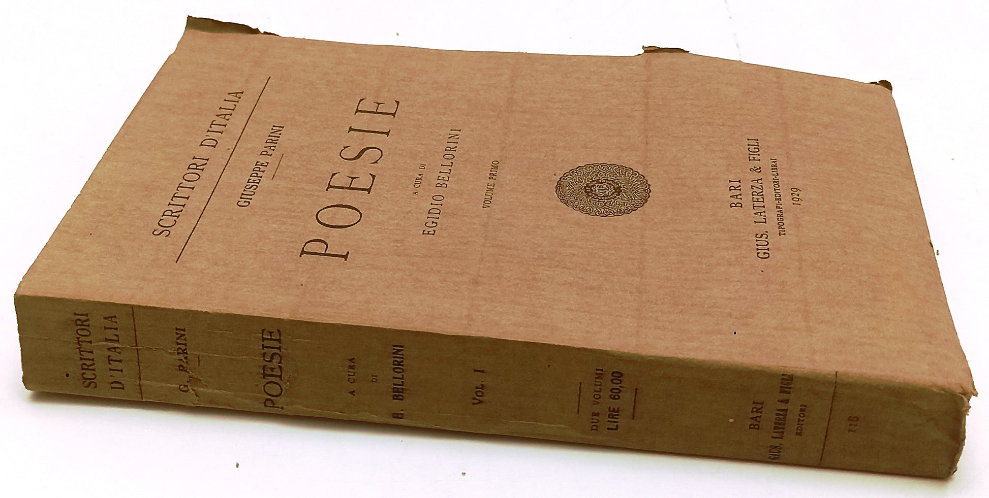 LN- POESIE 2 VOLUMI- GIUSEPPE PARINI- LATERZA- SCRITTORI D'ITALIA- 1929-B-XFS209