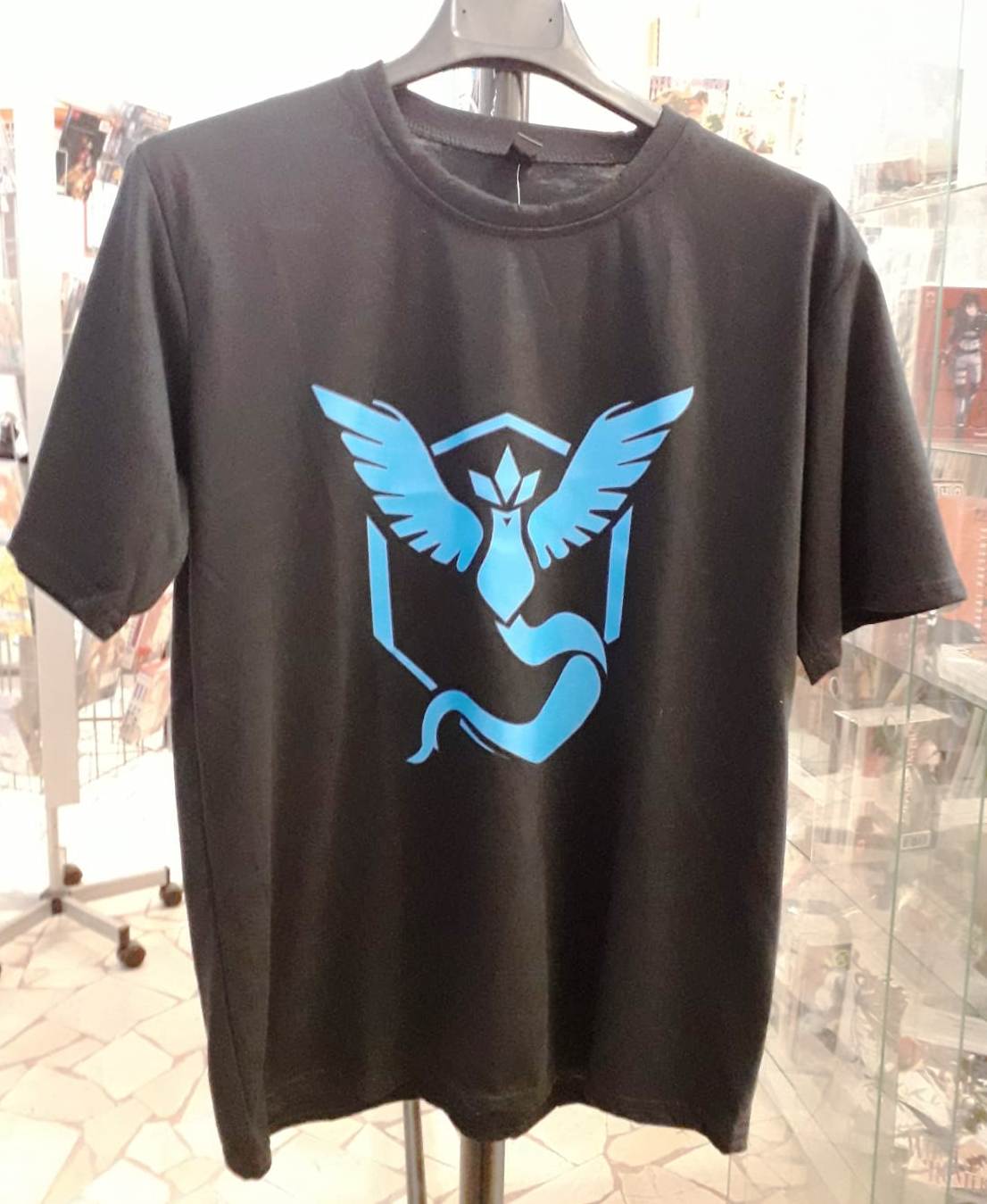 GF- MAGLIETTA T-SHIRT NERA BLACK POKEMON GO TEAM MYSTIC TAGLIA L