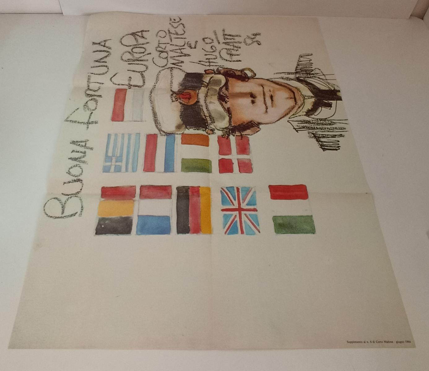 GF- POSTER HUGO PRATT BUONA FORTUNA EUROPA suppl. n.6 CORTO MALTESE 1984- RVSa67