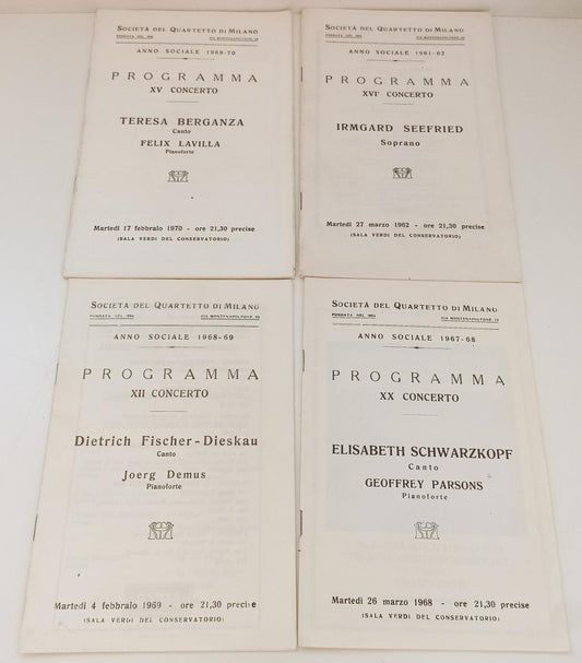 LR- LOTTO PROGRAMMI SOCIETA QUARTETTO MILANO ANNI 60/70 - RVSa44