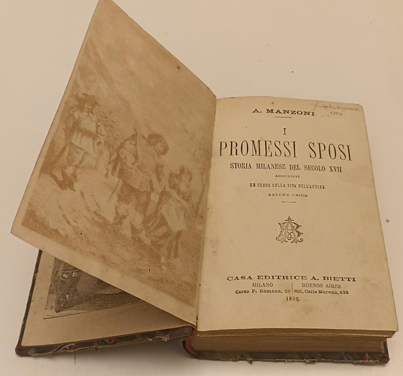 LH- I PROMESSI SPOSI STORIA MILANESE - MANZONI - BIETTI --- 1892 - C - XFS60