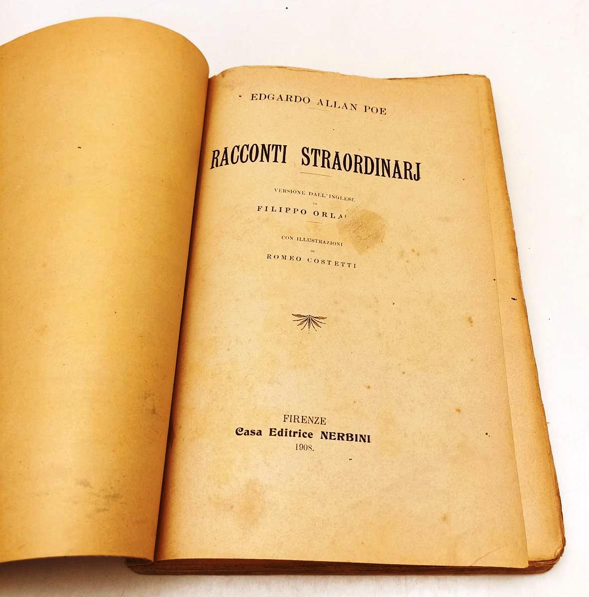 LB- RACCONTI STRAORDINARJ - EDGAR ALLAN POE COSTETTI- NERBINI--- 1908- B- YFS760