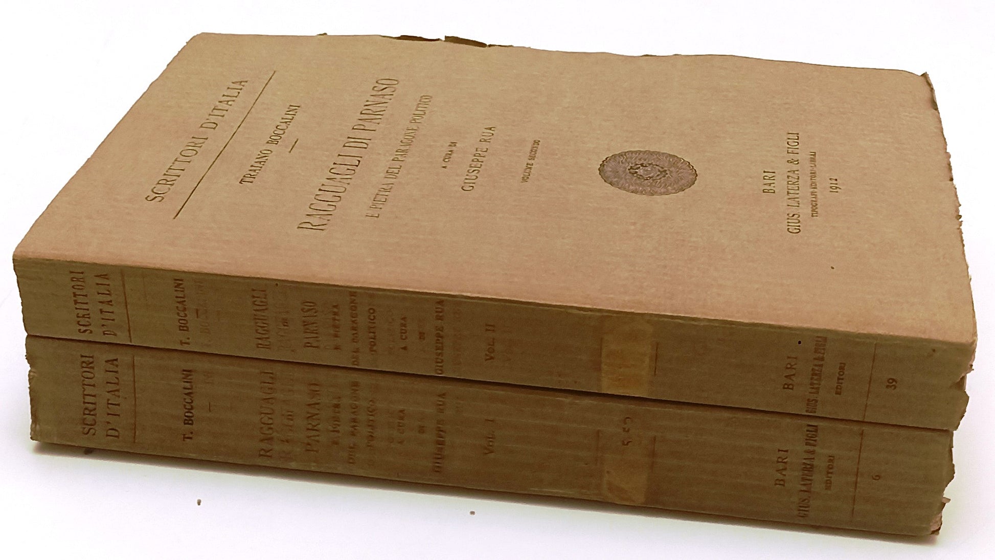 LN- RAGGUAGLI DI PARNASO 2 VOLUMI- BOCCALINI- LATERZA- SCRITTORI- 1910- B-XFS209