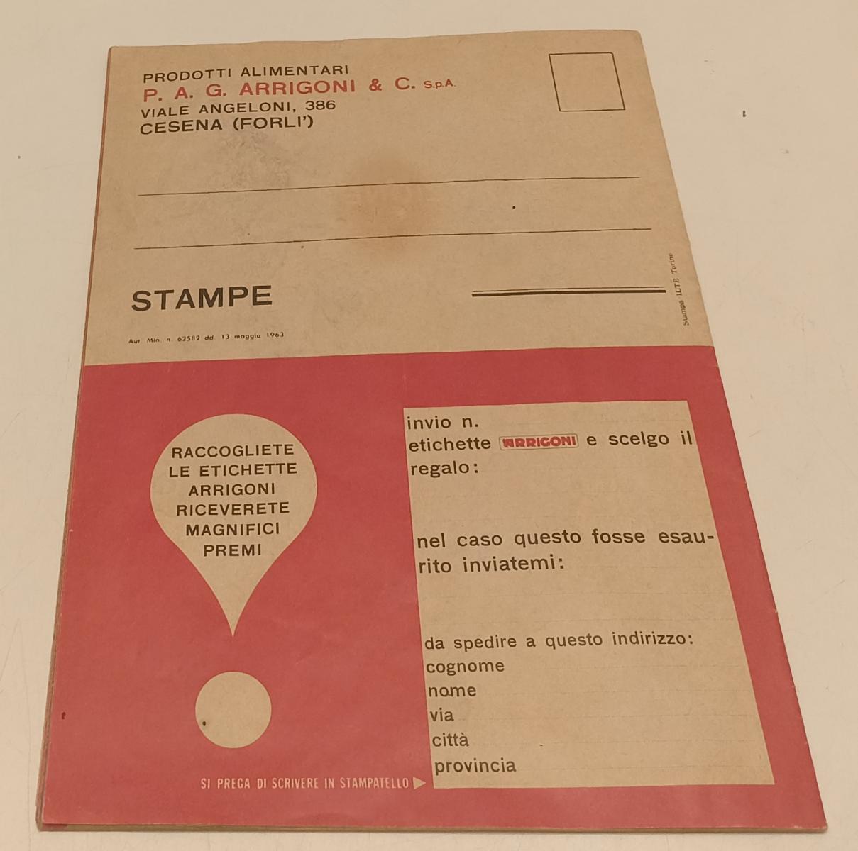CV- CATALOGO PREMI REGALI ARRIGONI - 1963/1964 - RVSa524 