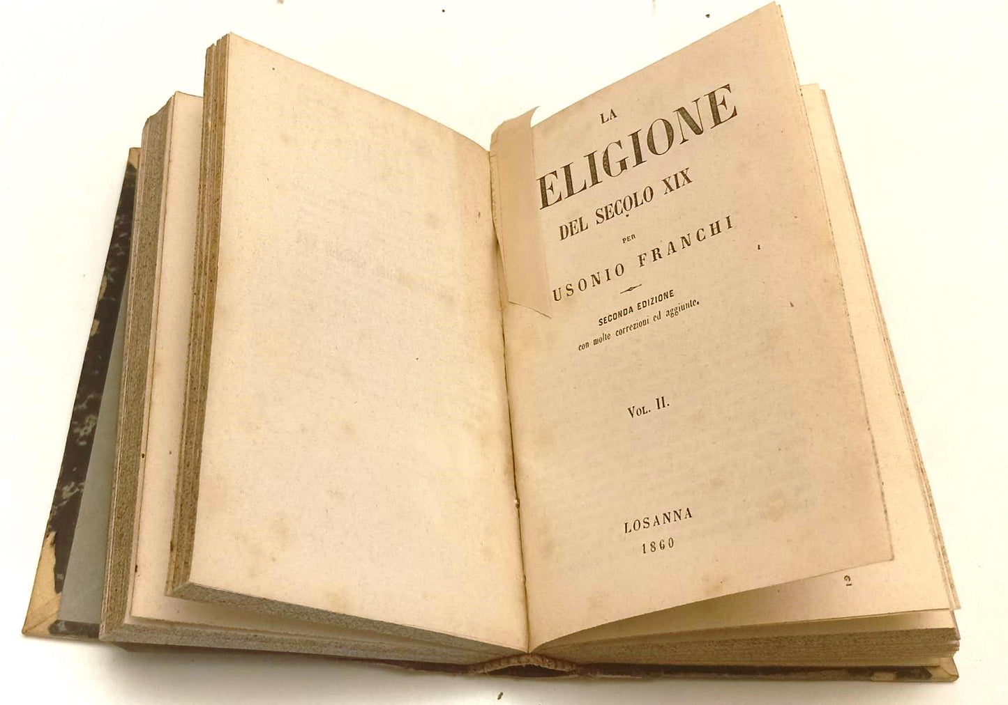 LH- LA RELIGIONE DEL SECOLO XIX 1/2 - AUSONIO FRANCHI- LOSANNA--- 1860- C- XFS70