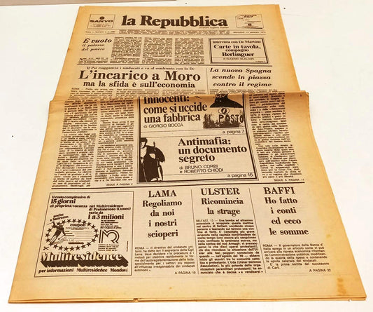 LR- QUOTIDIANO LA REPUBBLICA MERCOLEDI' 14 GENNAIO 1976 MORO BERLINGUER- RVSa337