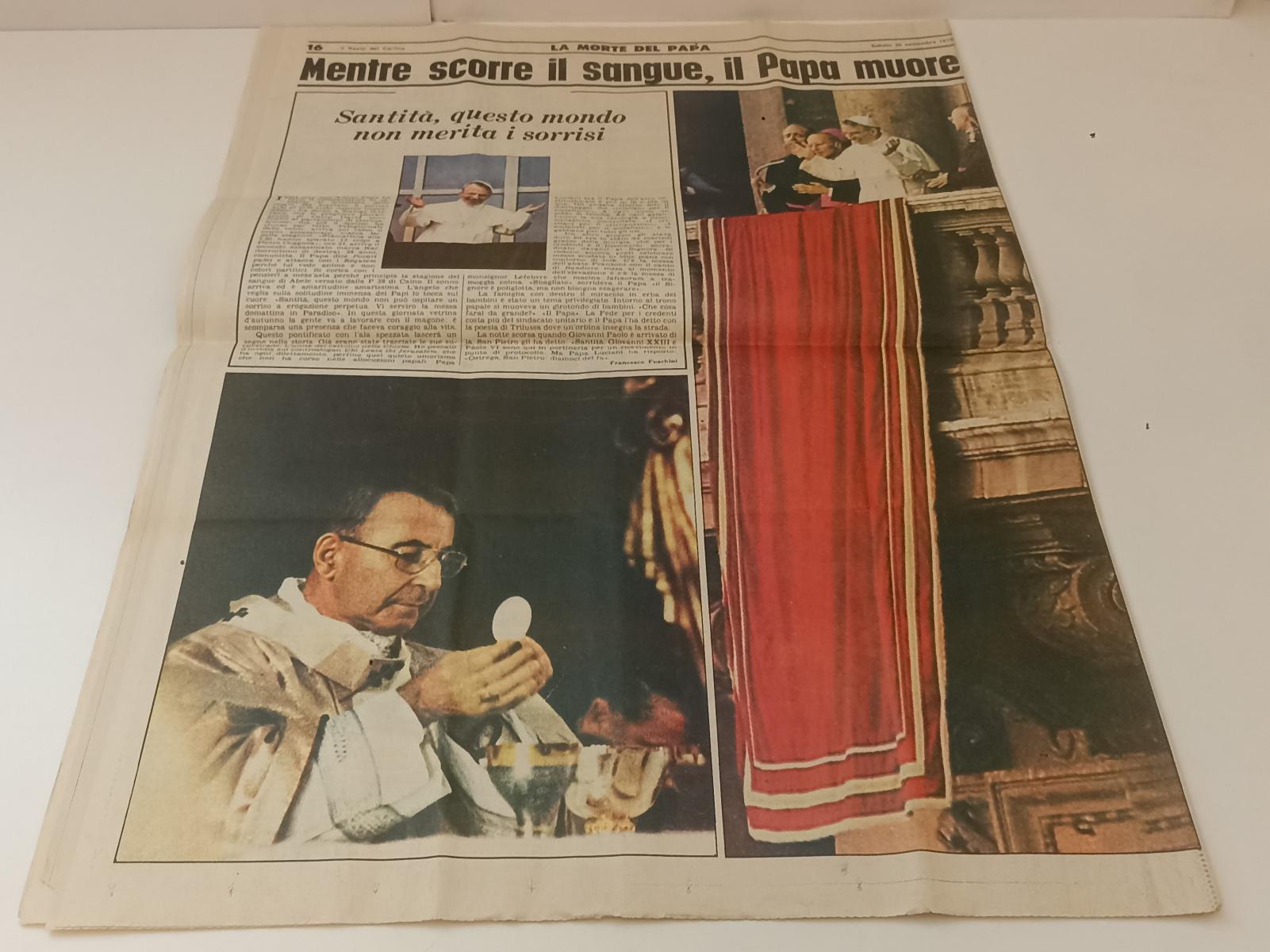 LR- IL RESTO DEL CARLINO SABATO 30 SETTEMBRE 1978 MORTE PAPA LUCIANI - RVSa239