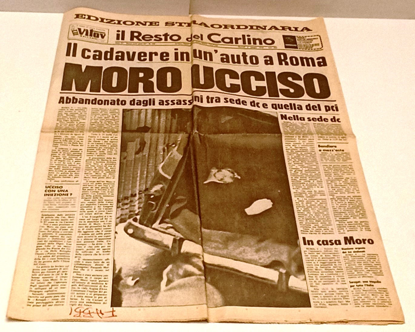 LR- RESTO DEL CARLINO 9 MAGGIO 1978 EDIZIONE STRAORDINARIA MORO UCCISO - RVSa597