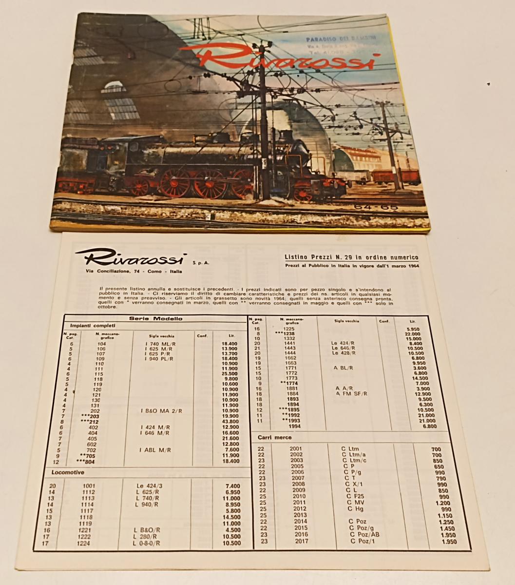 LR- RIVISTA MODELLISMO FERROVIARIO HO RIVAROSSI 64-65 1964 + LISTINO - RVSa273