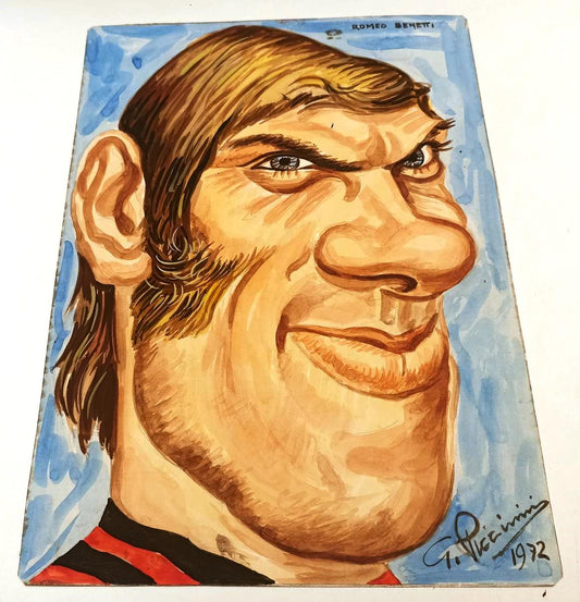 CV- CARICATURA ROMEO BENETTI MILAN CALCIO - G. PICCININI 1972 - RVSa309