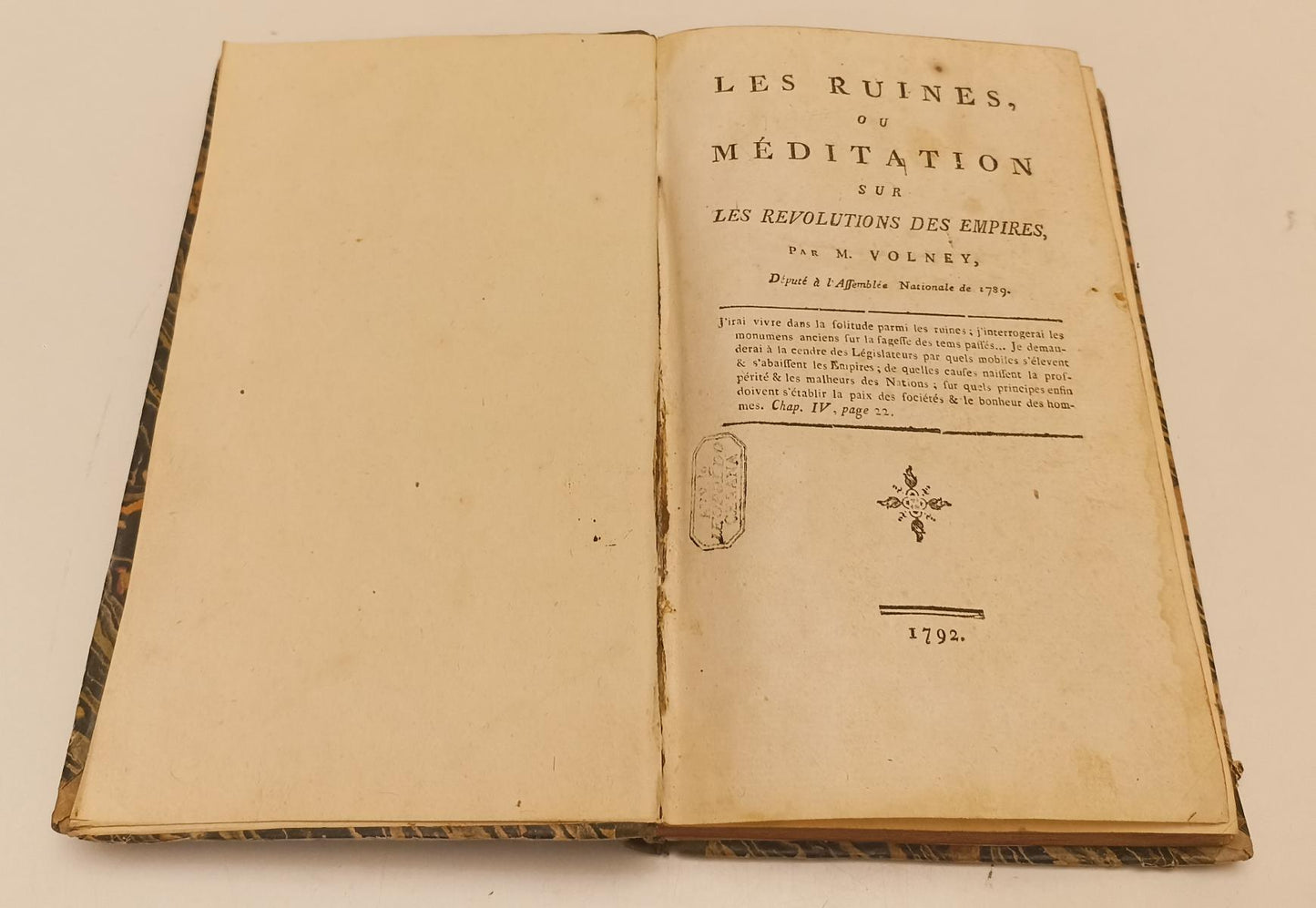 LH- LES RUINES OU MEDITATION SUR REVOLUTIONS DES EMPIRES- VOLNEY- 1792- C- XFS44