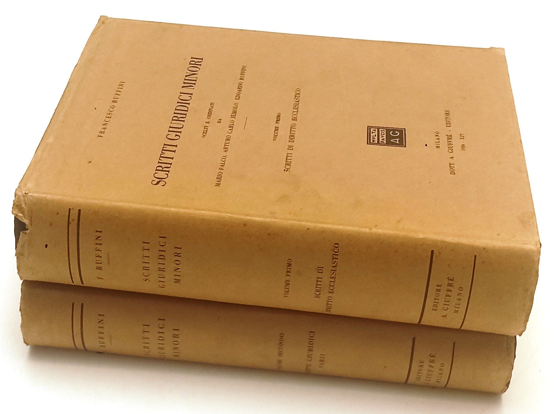 LS- SCRITTI GIURIDICI MINORI 1/2 - FRANCESCO RUFFINI- GIUFFRE'- 1936- CS- YFS516