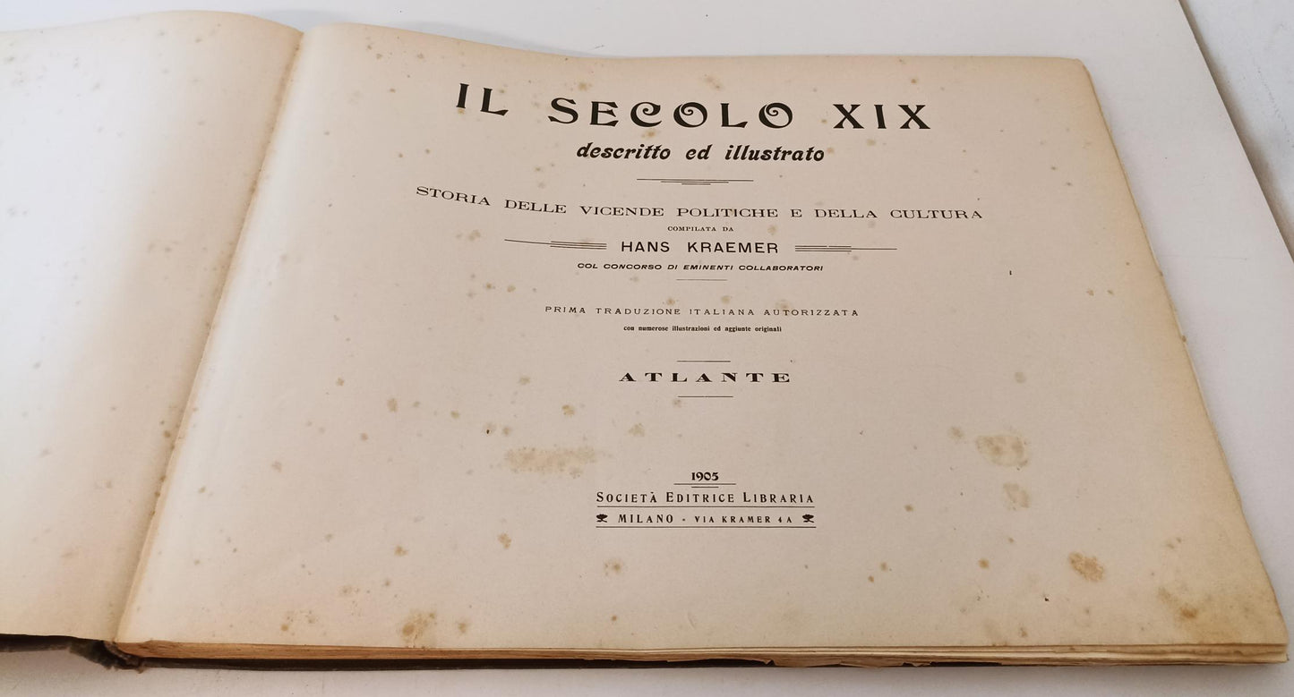 LH- IL SECOLO XIX DESCRITTO ED ILLUSTRATO ATLANTE- HANS KRAMER-- 1905- C- YFS135