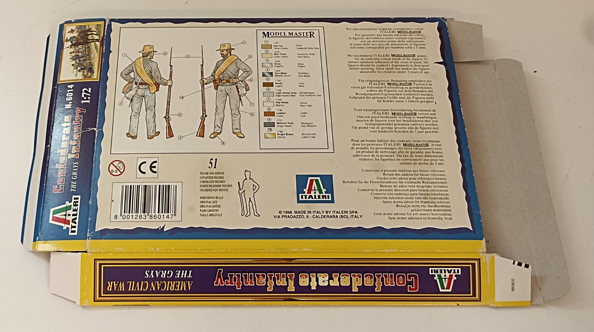 GG- SCATOLA SOLDATINI VUOTA CONFEDERATE INFANTRY GRAYS 6014 1:72 ITALERI RVSa122