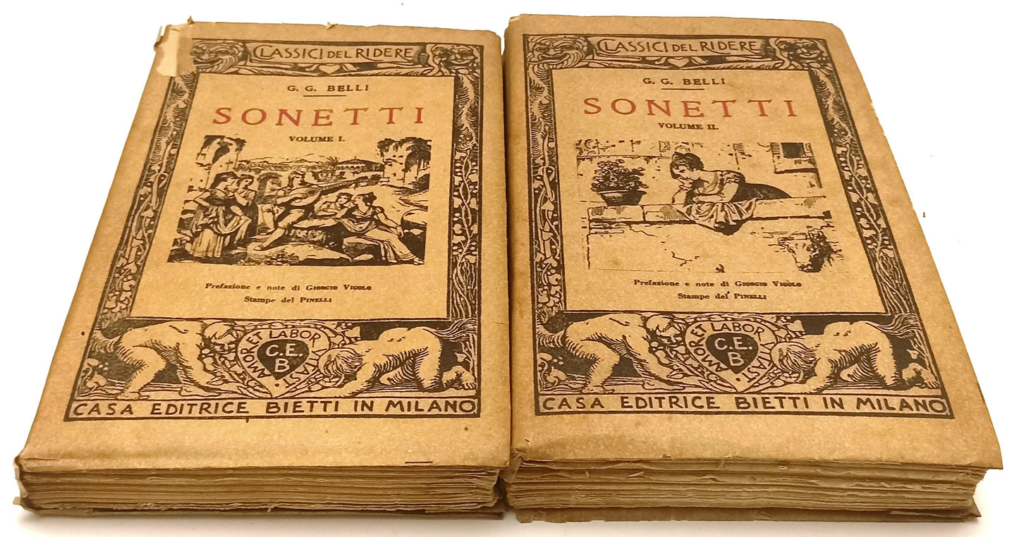 LN- SONETTI 2 VOLUMI PINELLI - BELLI - BIETTI- CLASSICI DEL RIDERE- 1939- B- XFS