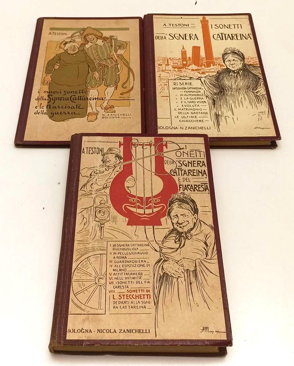 LN- I SONETTI DELLA SGNERA CATTAREINA 3 VOLUMI- TESTONI- ZANICHELLI- 1919-YFS296