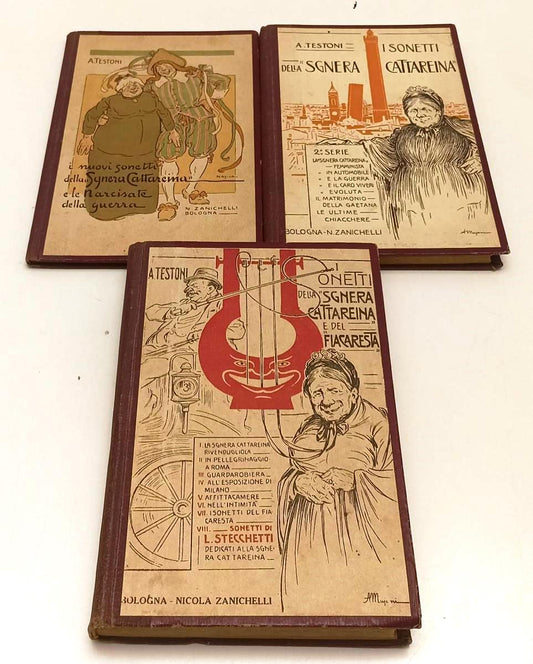 LN- I SONETTI DELLA SGNERA CATTAREINA 3 VOLUMI- TESTONI- ZANICHELLI- 1919-YFS296