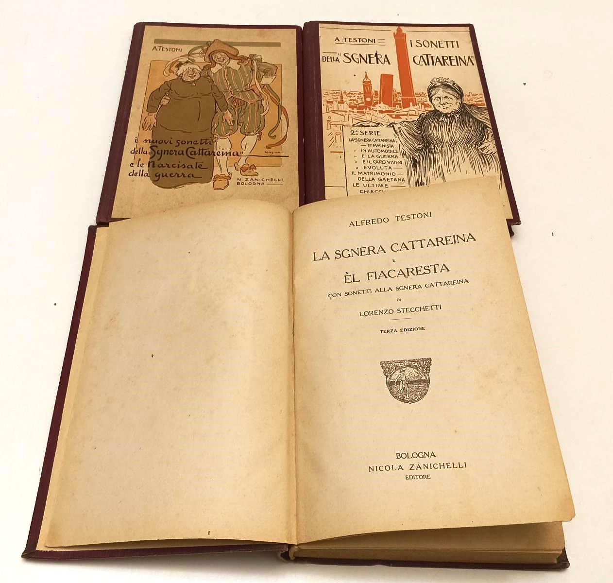 LN- I SONETTI DELLA SGNERA CATTAREINA 3 VOLUMI- TESTONI- ZANICHELLI- 1919-YFS296