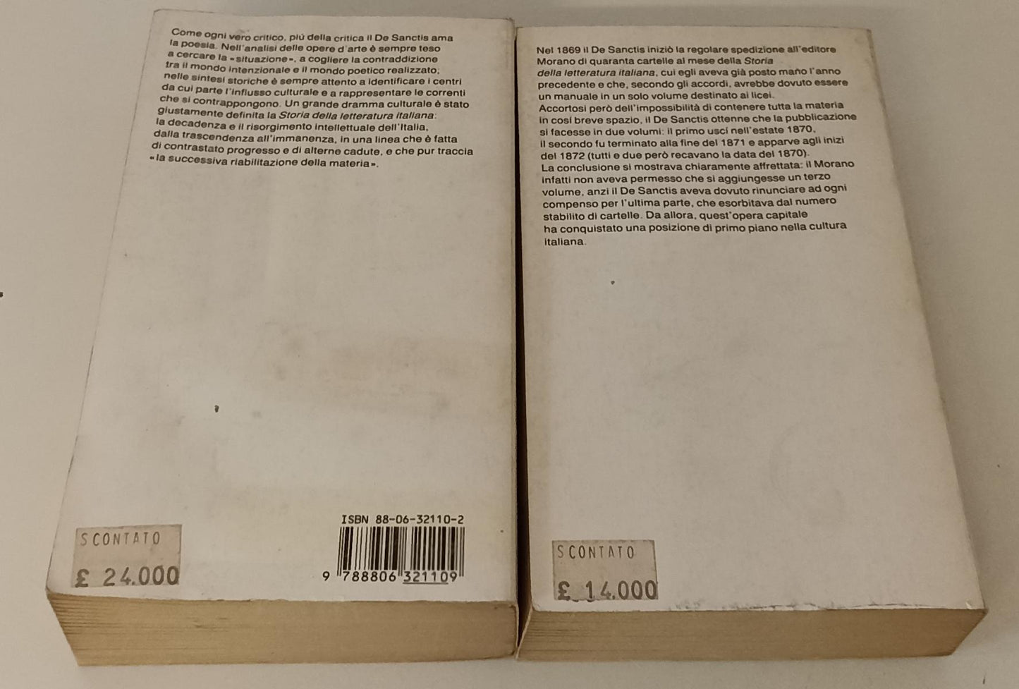 LS- STORIA DELLA LETTERATURA ITALIANA 1/2 - DE SANCTIS- EINAUDI- STRUZZI- B- XFS