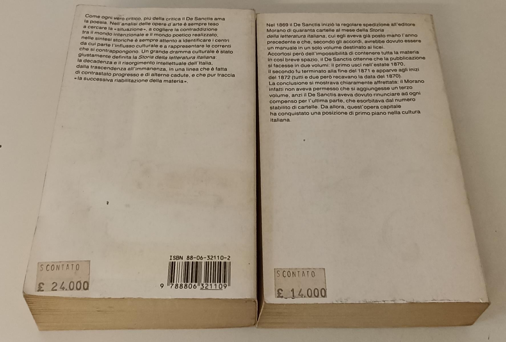 LS- STORIA DELLA LETTERATURA ITALIANA 1/2 - DE SANCTIS- EINAUDI- STRUZZI- B- XFS
