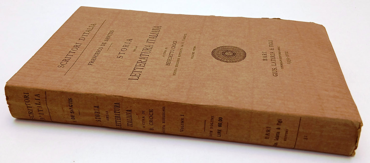 LS- STORIA DELLA LETTERATURA ITALIANA VOLUME PRIMO - DE SANCTIS- LATERZA- XFS138