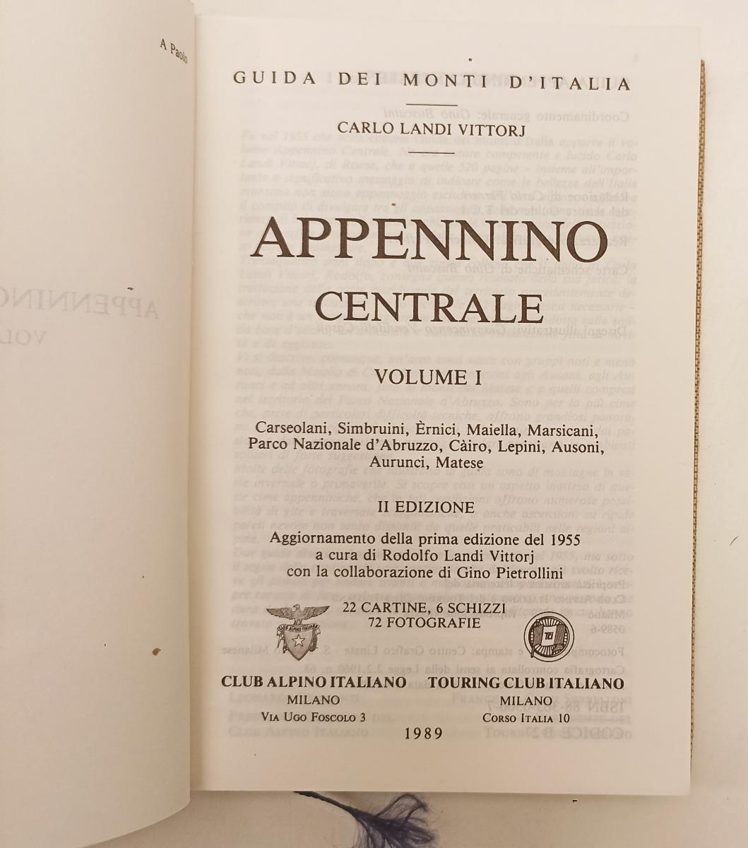 LV- GUIDA DEI MONTI D'ITALIA APPENNINO CENTRALE I- LANDI VITTORJ- TCI-- C- XFS92
