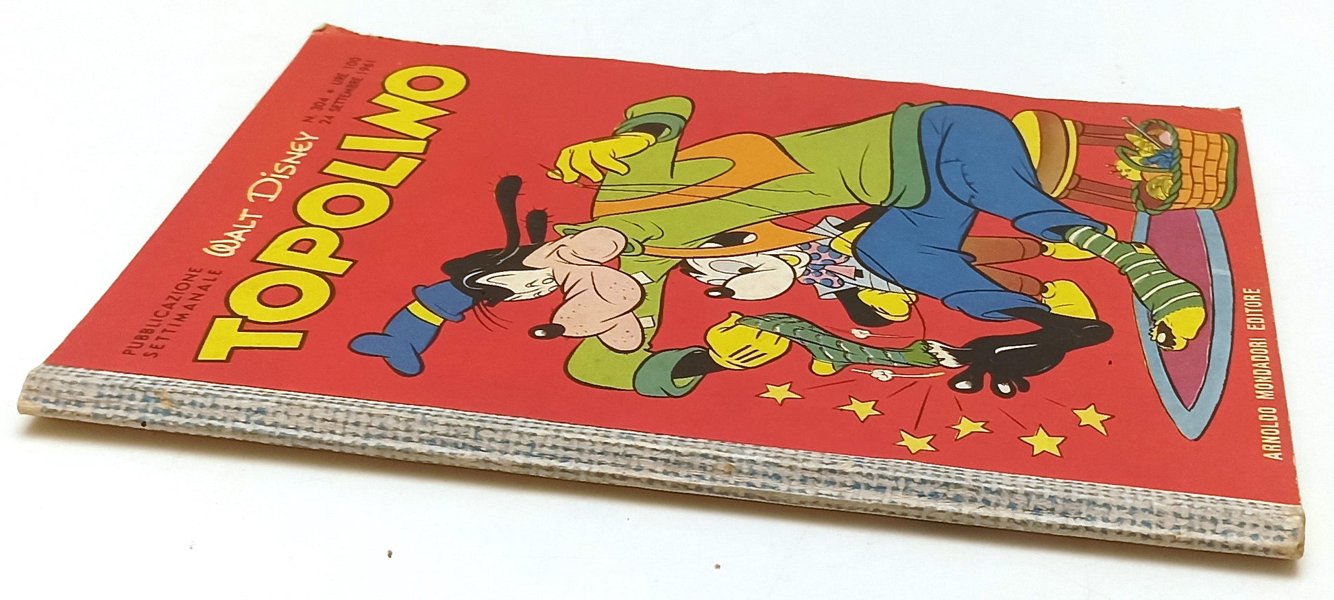 FD- TOPOLINO N.304 COMPLETO DI BOLLINO E FIGURINE -- DISNEY - 1961 - B - D25