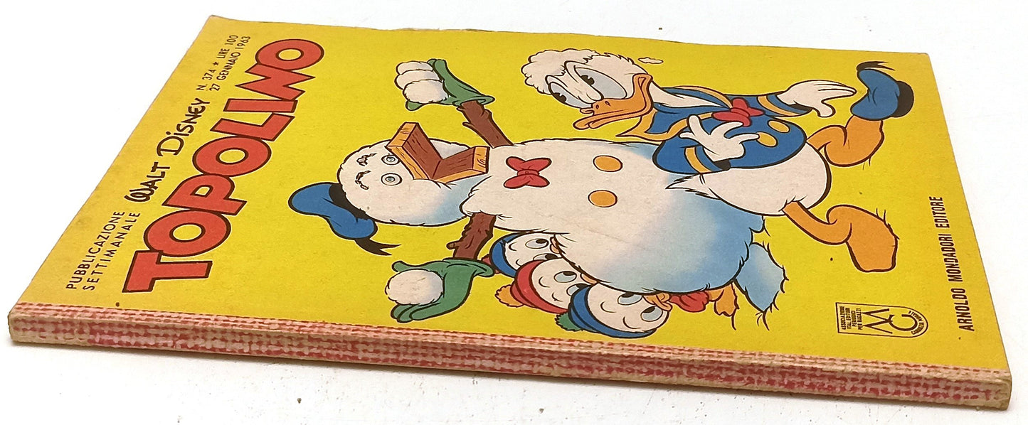 FD- TOPOLINO N.374 COMPLETO DI BOLLINO E FIGURINE- DISNEY MONDADORI- 1963- B-D25