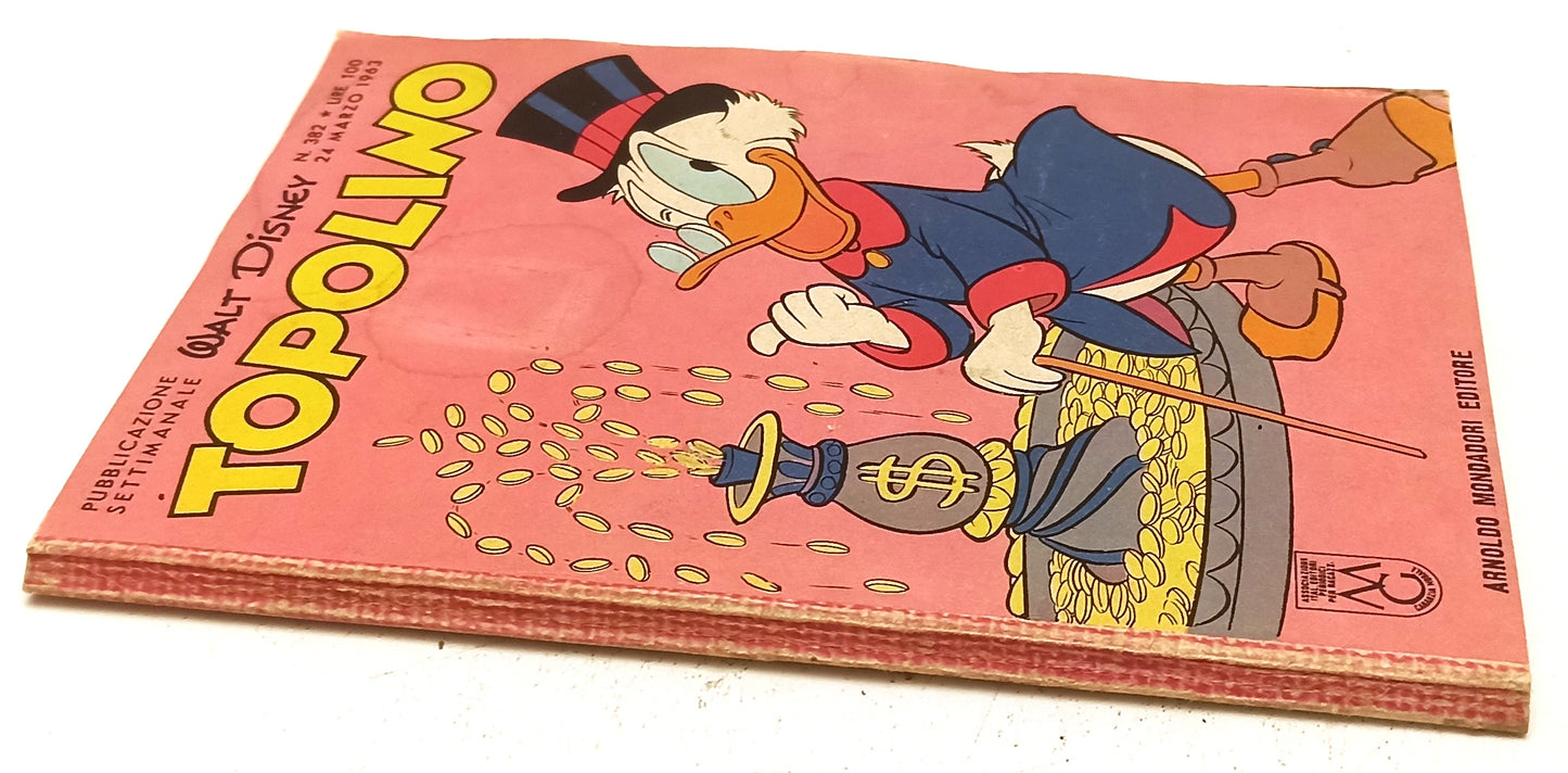 FD- TOPOLINO N.382 COMPLETO DI BOLLINO MANCANO FIGURINE - DISNEY - 1963- B- D25