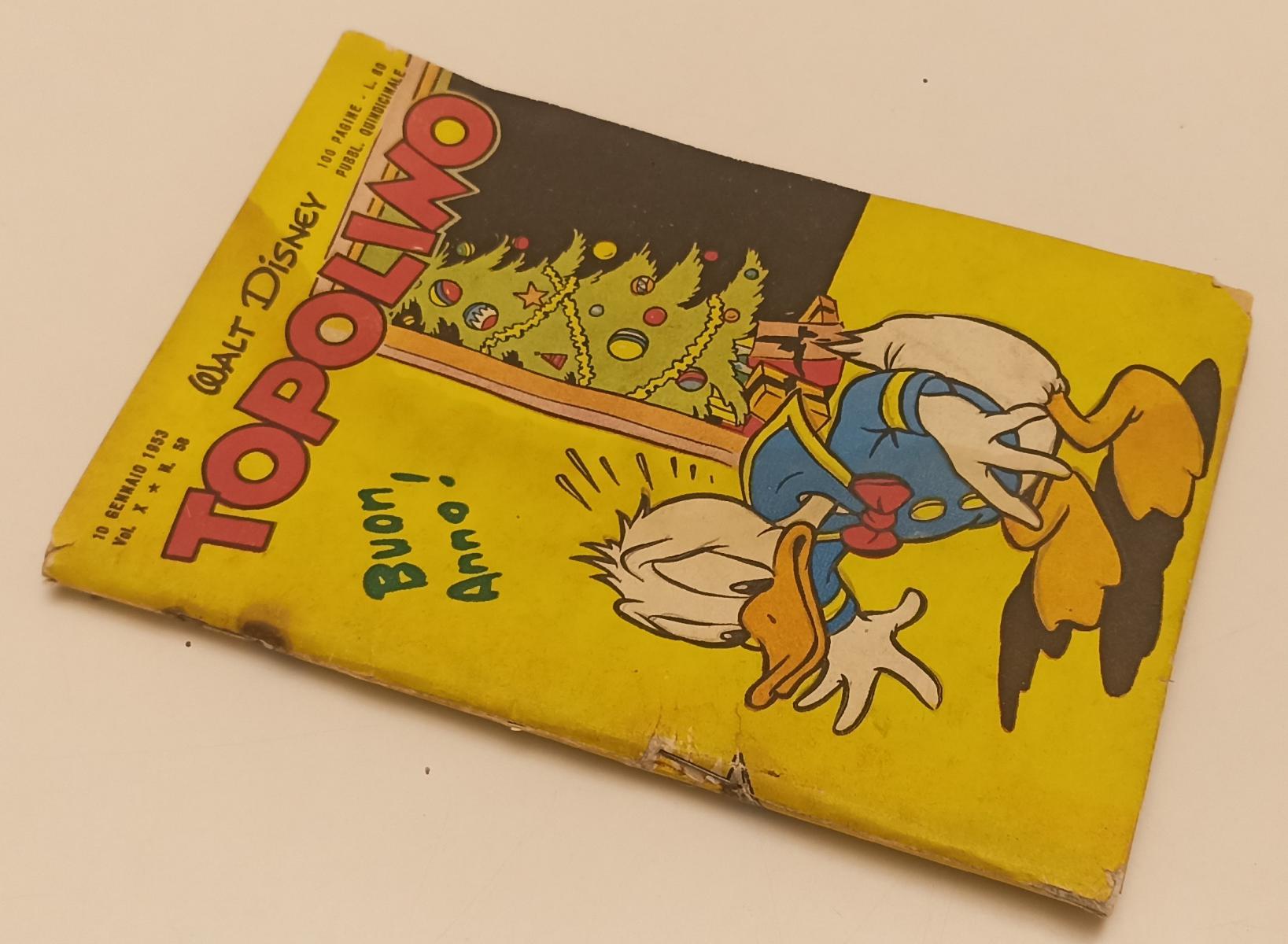 FD- TOPOLINO N.58 LIBRETTO CON BOLLINO ORIGINALE-- DISNEY MONDADORI- 1953- S-H24