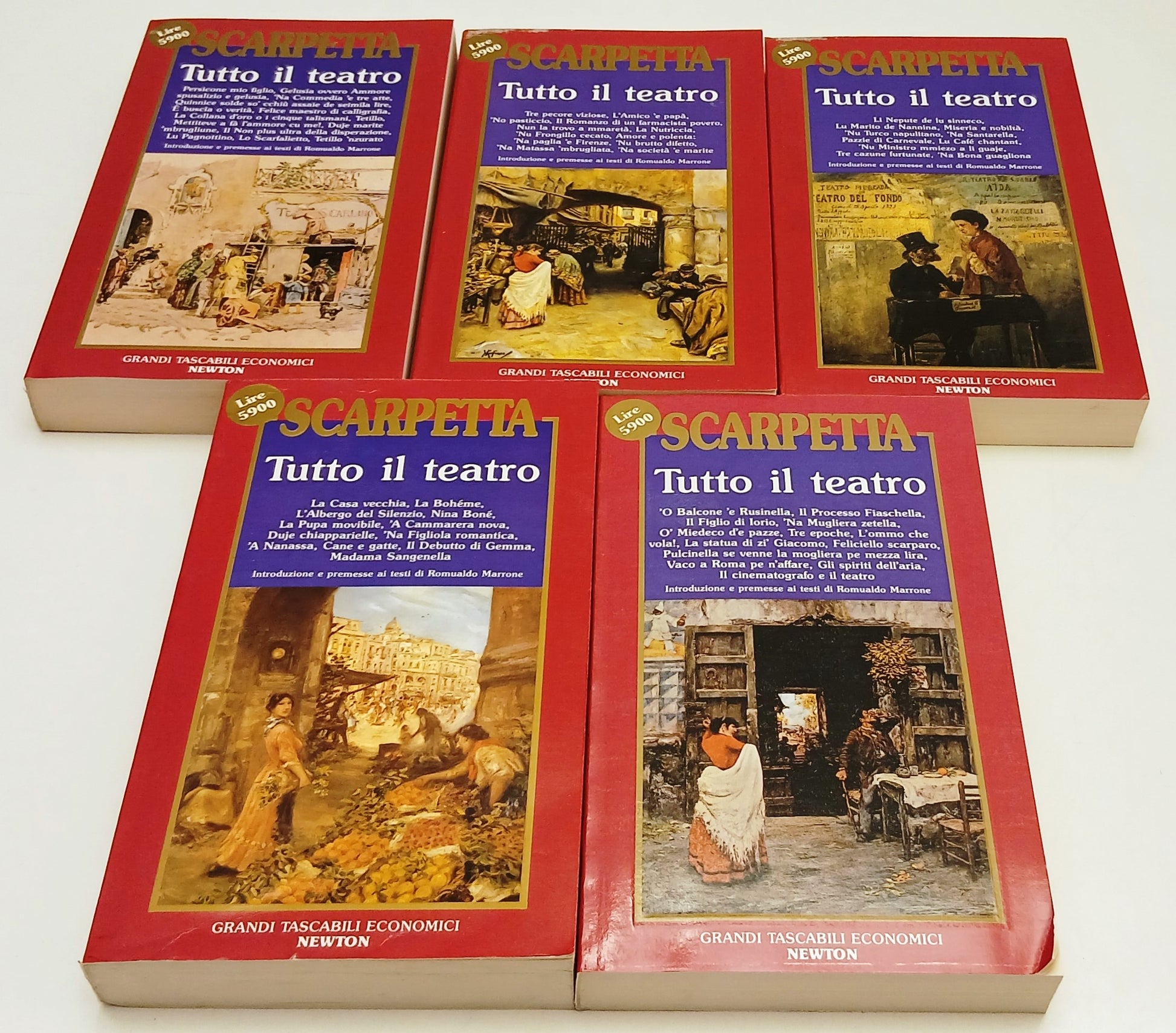 LN- TUTTO IL TEATRO COFANETTO 5 VOLUMI - SCARPETTA - NEWTON --- 1992 - B- XFS