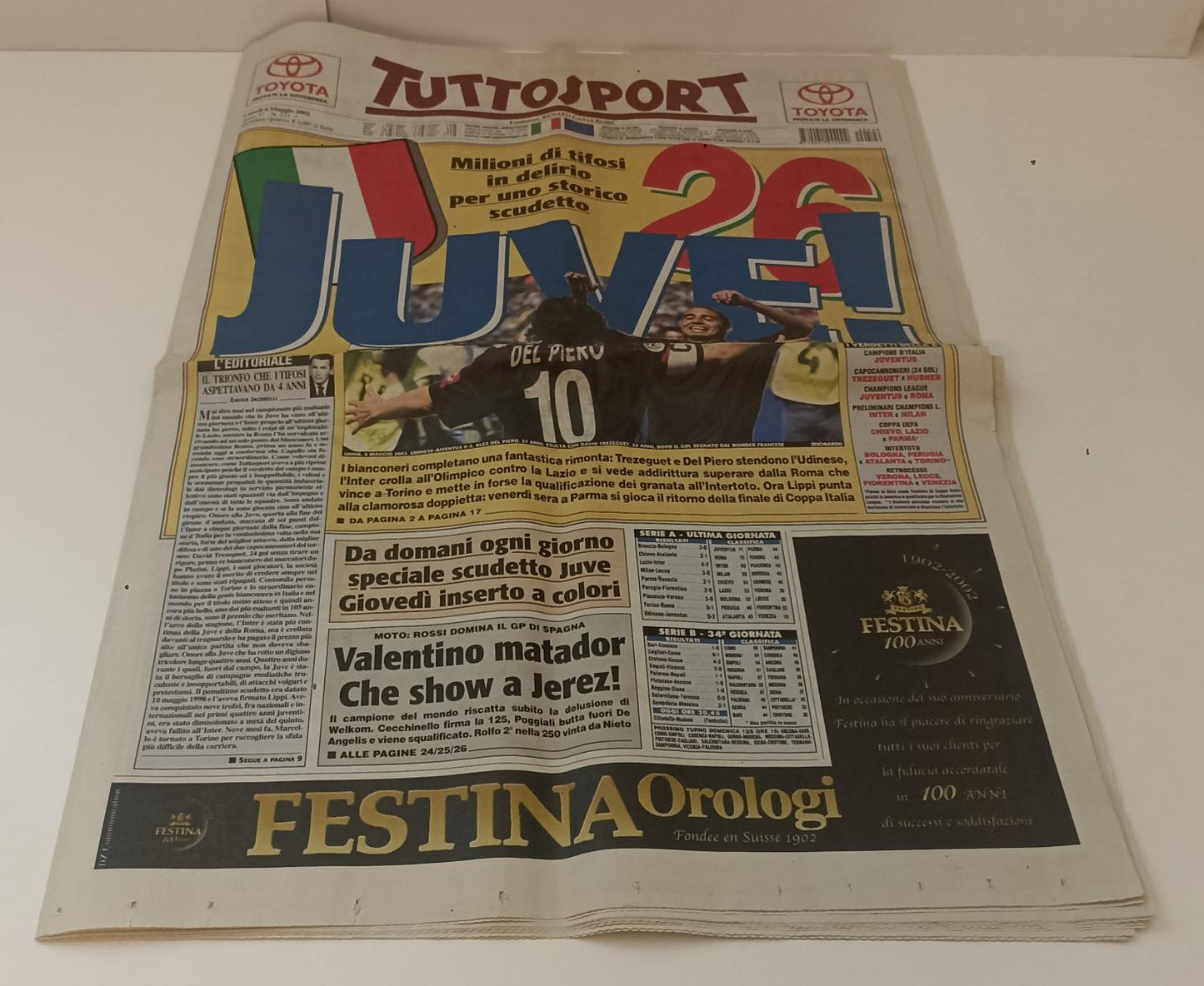LC- TUTTOSPORT LUNEDI' 6 MAGGIO 2002 JUVENTUS SCUDETTO 26 - RVSa230